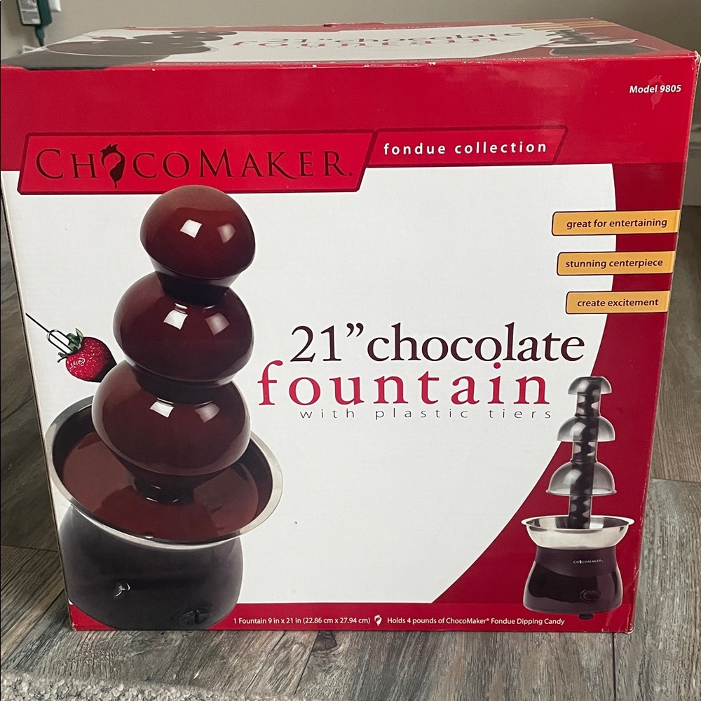 NIB ChocoMaker Chocolate Fountain Fondue Dessert Model 9805 New Party Event